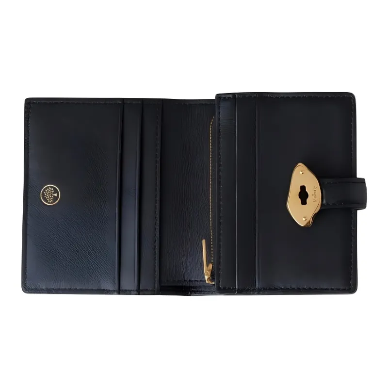 Mulberry Glossy Leather Wallet Women's Black-1