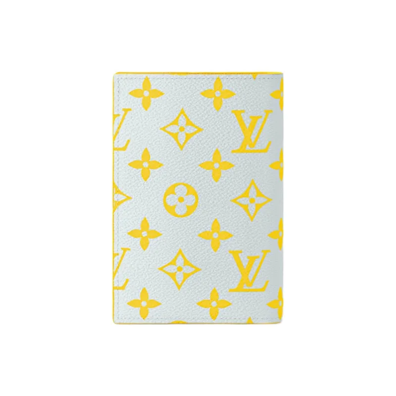 LOUIS VUITTON Coated Canvas Passport Holder Women's Gray & Yellow-2