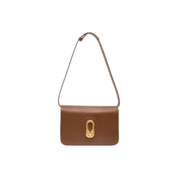 TENNCO Cow Leather Baguette Bag Crossbody Bag, Shoulder Bag Tubas Women's Latte Brown/Bordeaux Red