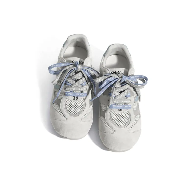 WJA Low Top Skateboard Shoes Women's Mesh Gray Blue-3