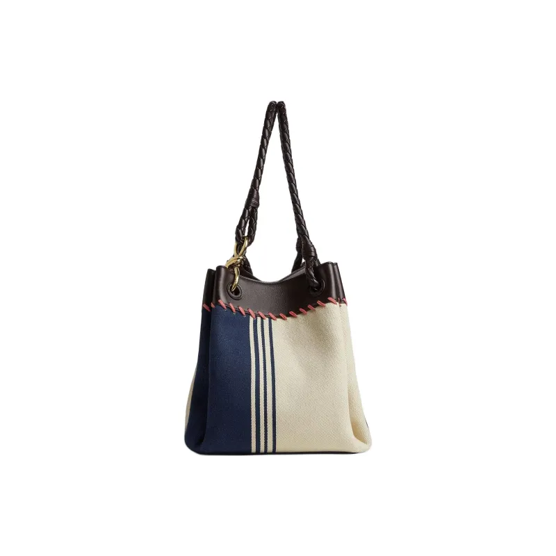 Bottega Veneta Cotton Canvas Bag, Handbag, Shoulder Bag Tubas Women's Natural & Marine Blue-1