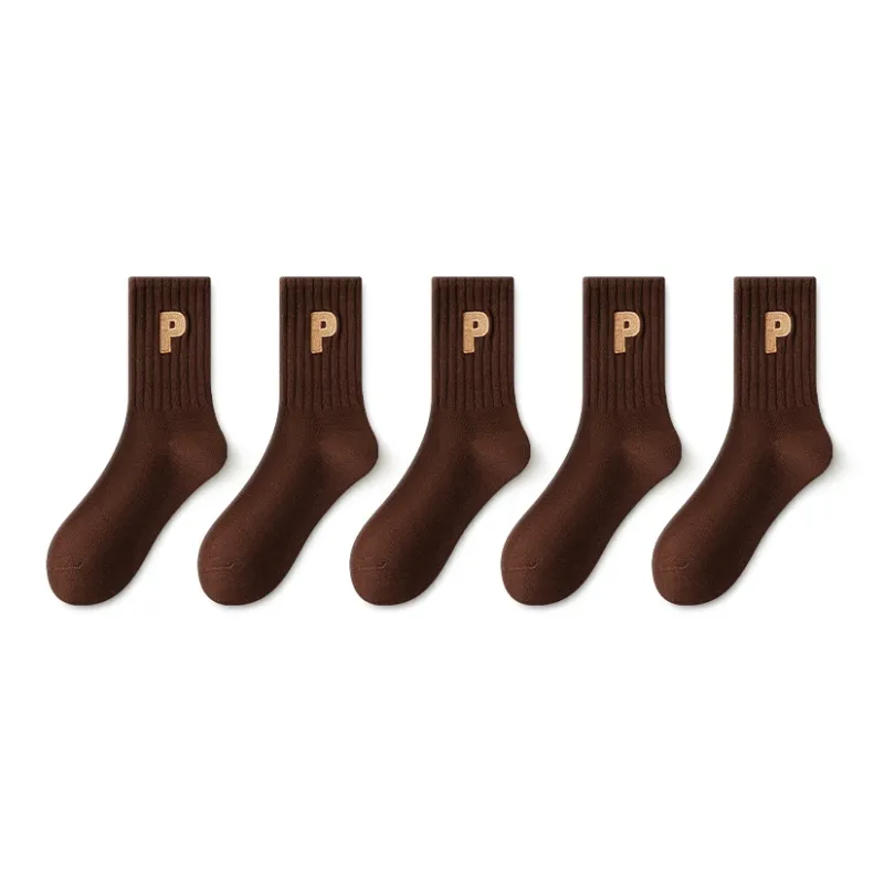 LUOLIAN Mid Calf Socks Women's 5 Pack-6