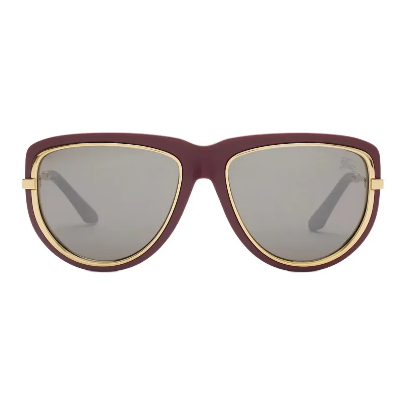 Burberry Nylon Metal Irregular Shape Sunglasses Unisex Brown-0