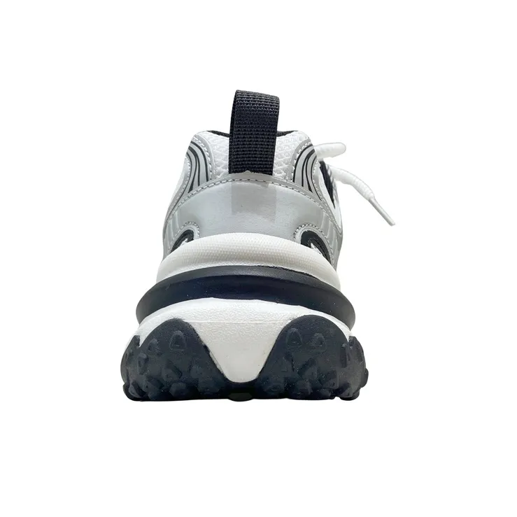 MQGAll Slip Resistant, Abrasion Resistant, Lightweight Low Top Chunky Sneakers Unisex White Silver Gray-3