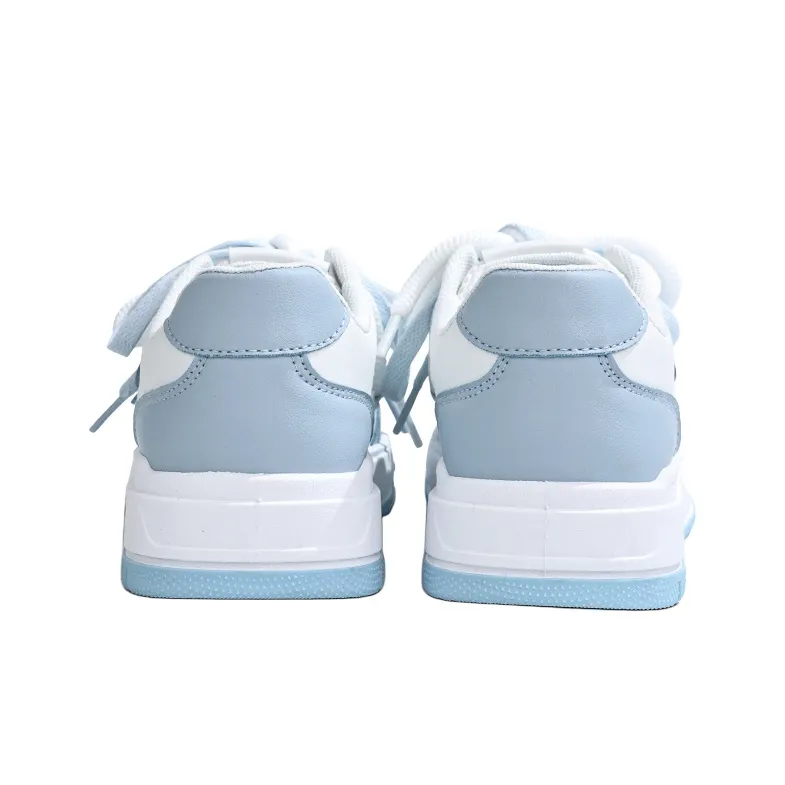 RENBEN Lightweight And Breathable Low Top Skateboard Shoes Women's White Blue-4