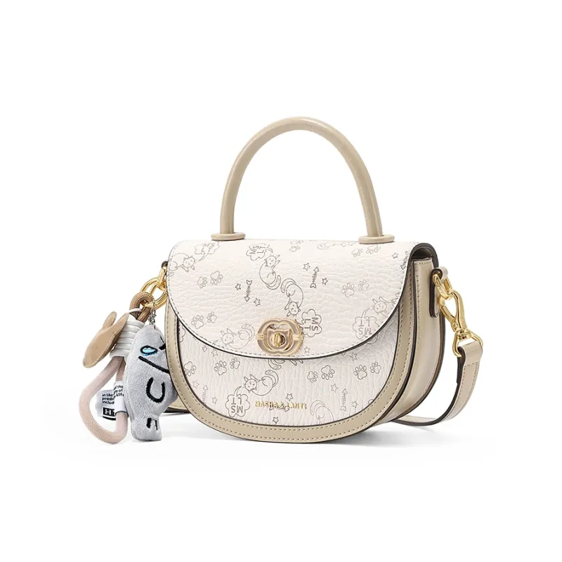 MashaLanti PVC Saddle Bag, Shoulder Bag, Crossbody Bag, Handbag Women's Apricot-1