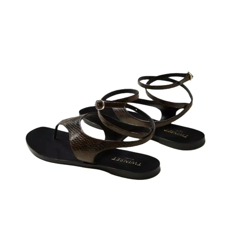 TWINSET MILANO One Strap Sandals Women's Brown-2