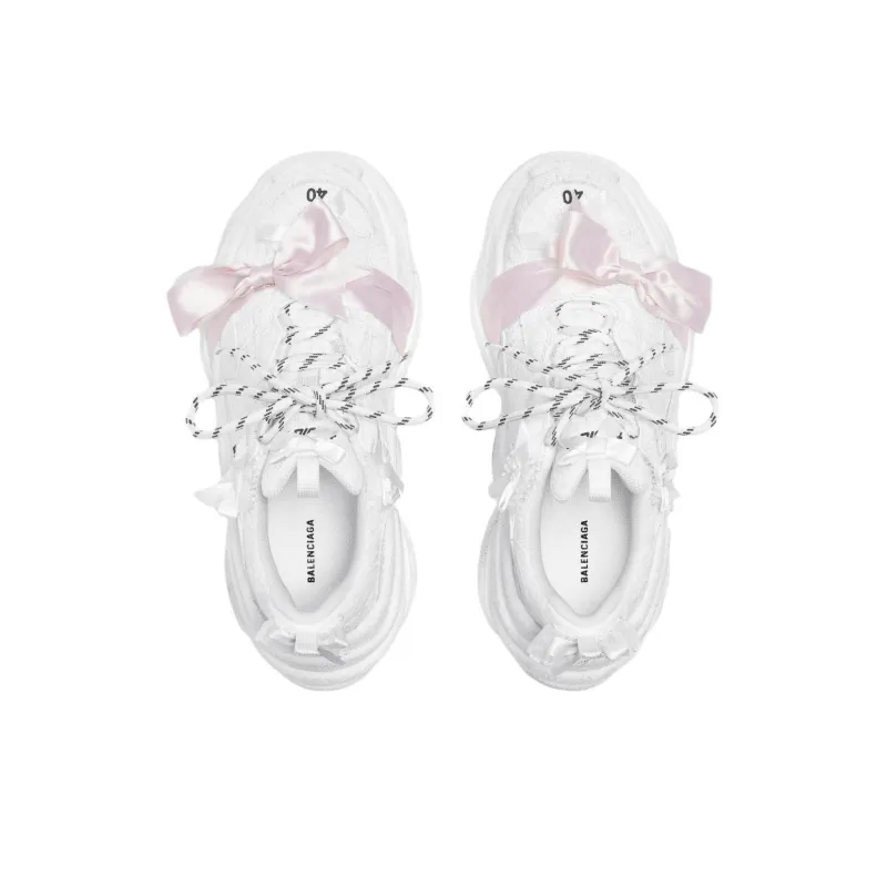 Balenciaga Triple S Lace Low Top Chunky Sneakers Women's White-4
