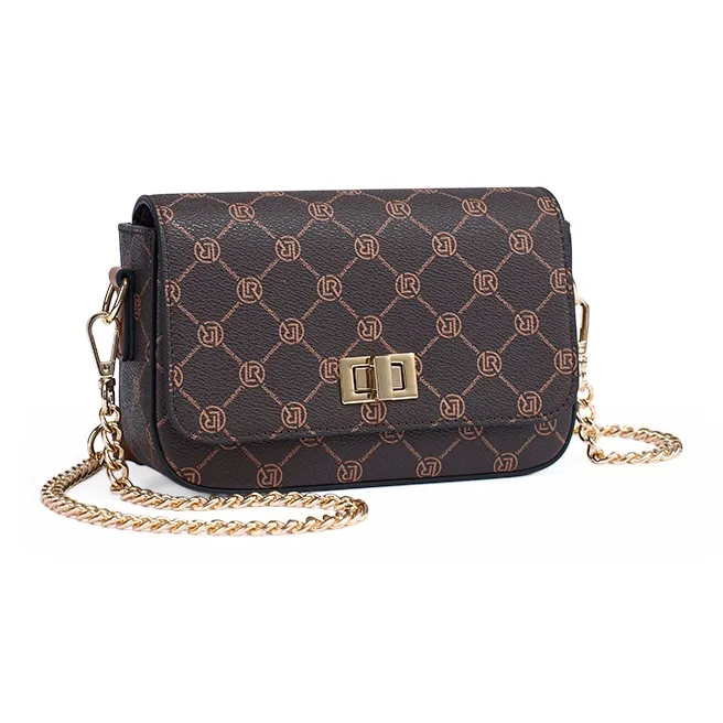 Old Man's Head PVC Chain Crossbody Bag, Shoulder Bag, Cell Phone Pouch Women's Coffee-5