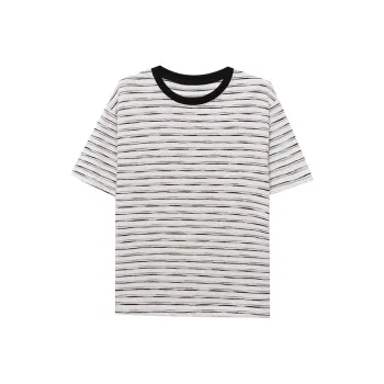 CHARM PICK T Shirts Women's White Base With Black Stripes