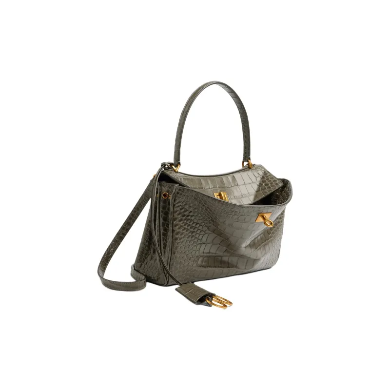 Balenciaga Rodeo Cow Leather Shoulder Bag, Crossbody Bag, Handbag Trumpets Women's Army Green-3