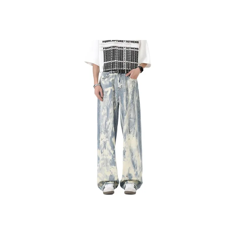 YOFVV Jeans Unisex White Blue-0