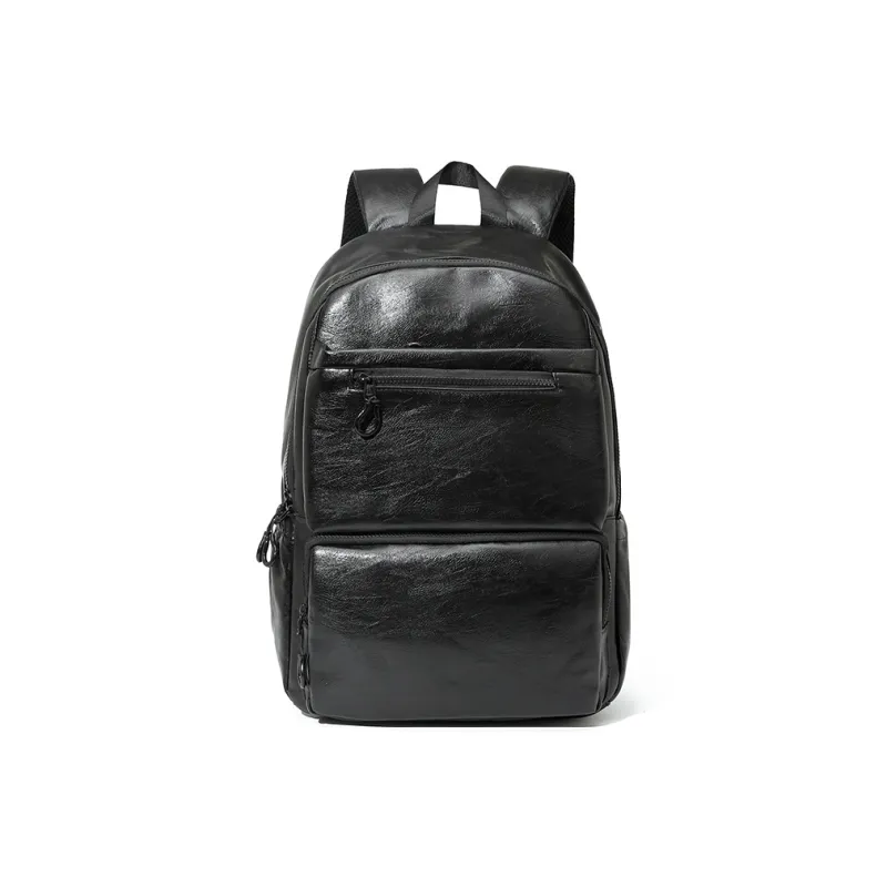 MASTER CANVAS Leather Backpack Unisex Black-0