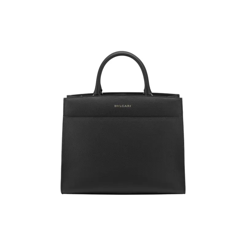 BVLGARI Calfskin Tote Bag, Shopping Bag, Shoulder Bag, Crossbody Bag, Handbag Medium Size Women's Black-2