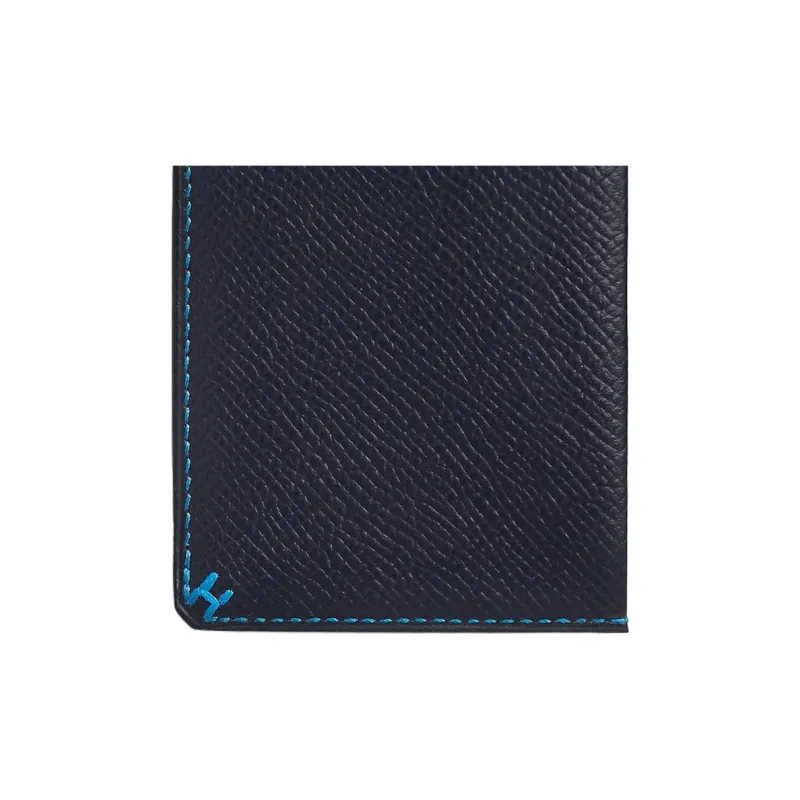 HERMES H Sellier Epsom Calfskin Card Clip Card Holder Regular Men's Dark Blue-3
