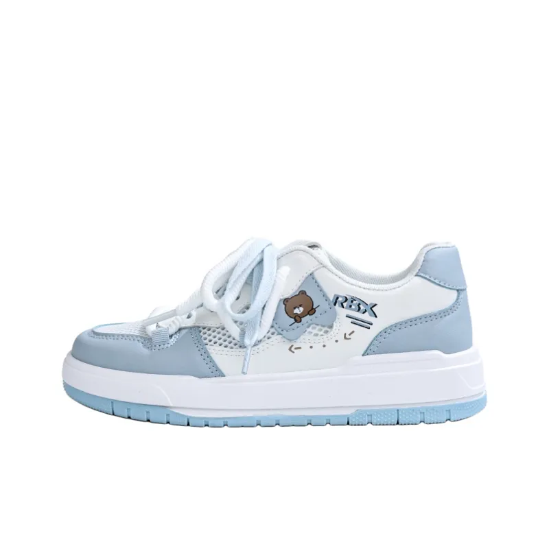 RENBEN Lightweight And Breathable Low Top Skateboard Shoes Women's White Blue-0