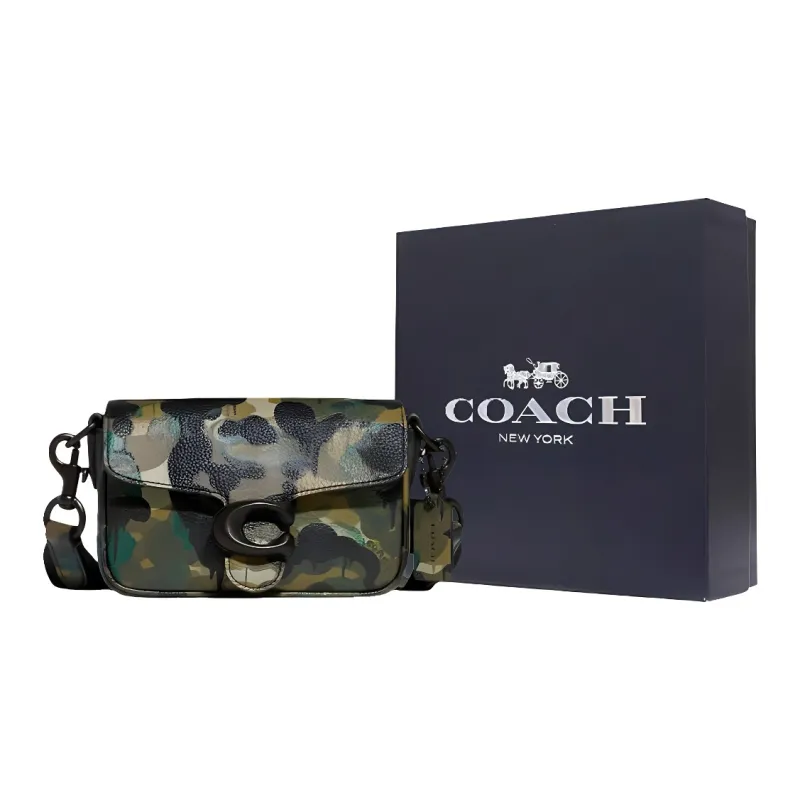COACH Soft Tabby Soft Polished Pebbled Cow Leather Crossbody Bag, Shoulder Bag Women's Camouflage Green-8