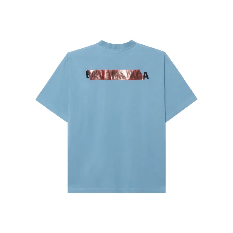 Balenciaga T Shirt Regular Fit Men's Blue Gray-1