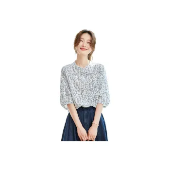 PIERRE CARDIN Shirts Women's Small Blue Floral