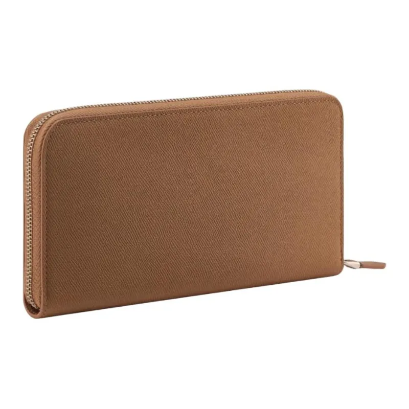 BVLGARI Calfskin Wallet Tubas Men's Brown-1