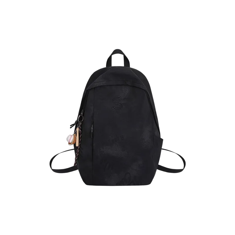 BUBM Nylon Backpack Unisex Black/Beige/Green/Burgundy-0