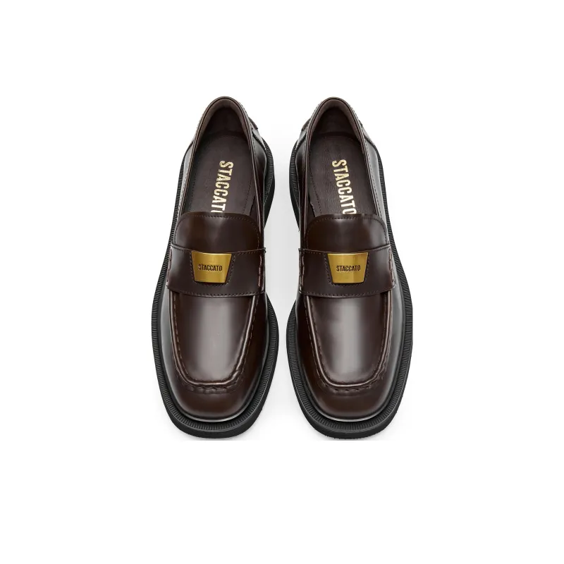 Staccato Small Gold Brick Jazz Loafers 3.5cm Women's-27
