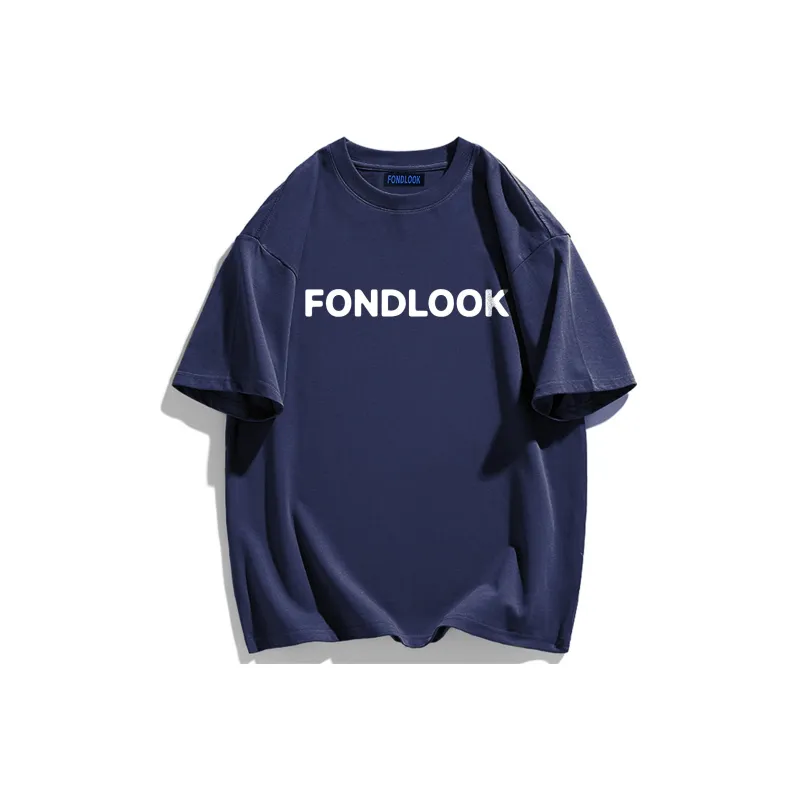 FONDLOOK T Shirts Unisex Navy Blue-1