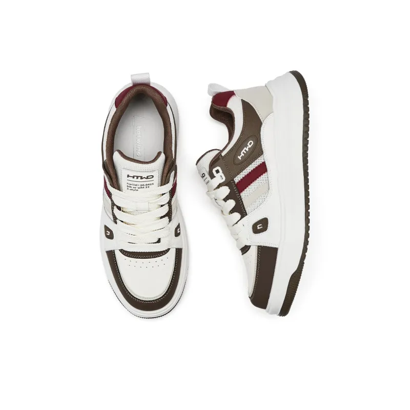 Hotwind White Sneakers Abrasion Resistant Slip Resistant Low Top Skateboard Shoes Men's-7