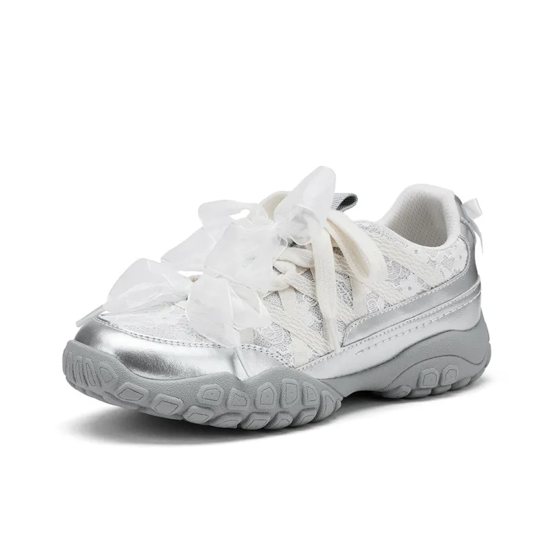 Hotwind Jogging Shoes Height Increasing Low Top Casual Shoes Women's Beige Silver-1