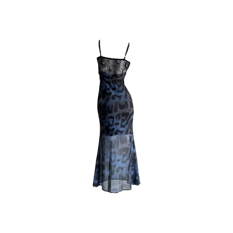 Mu Xiao Xin Slip Dresses Women's Blue-1