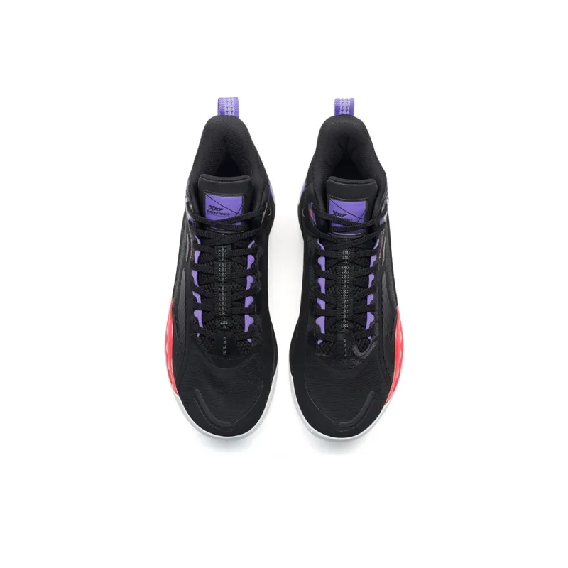 XTEP Abrasion Resistant Slip Resistant Low Top Basketball Shoes Men's Black Purple-3
