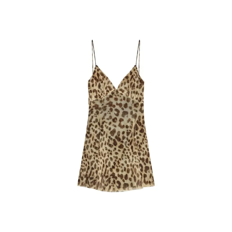 ZARA Slip Dresses Women's Leopard Print-0