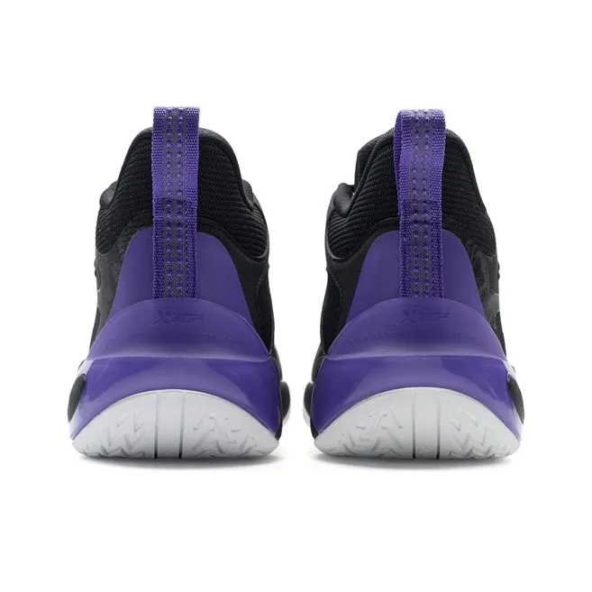 XTEP Abrasion Resistant Slip Resistant Low Top Basketball Shoes Men's Black Purple-4