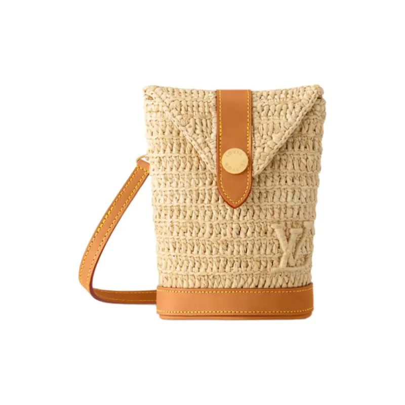 LOUIS VUITTON ENVELOPE POUCH Raffia Envelope Bag, Shoulder Bag, Crossbody Bag Women's Natural-0