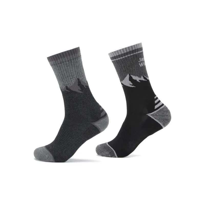Jack Wolfskin Knee High Socks Women's 2 Pack Black/Gray/6069-1