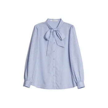 Mambe Shirts Women's Blue Stripes Pattern