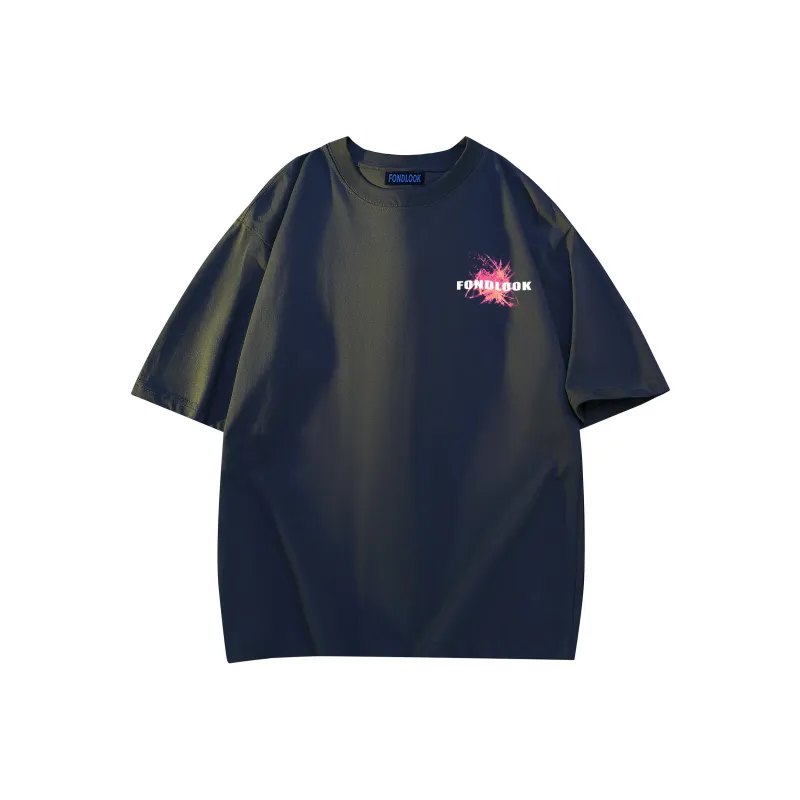 FONDLOOK T-Shirts Unisex Navy Blue-1