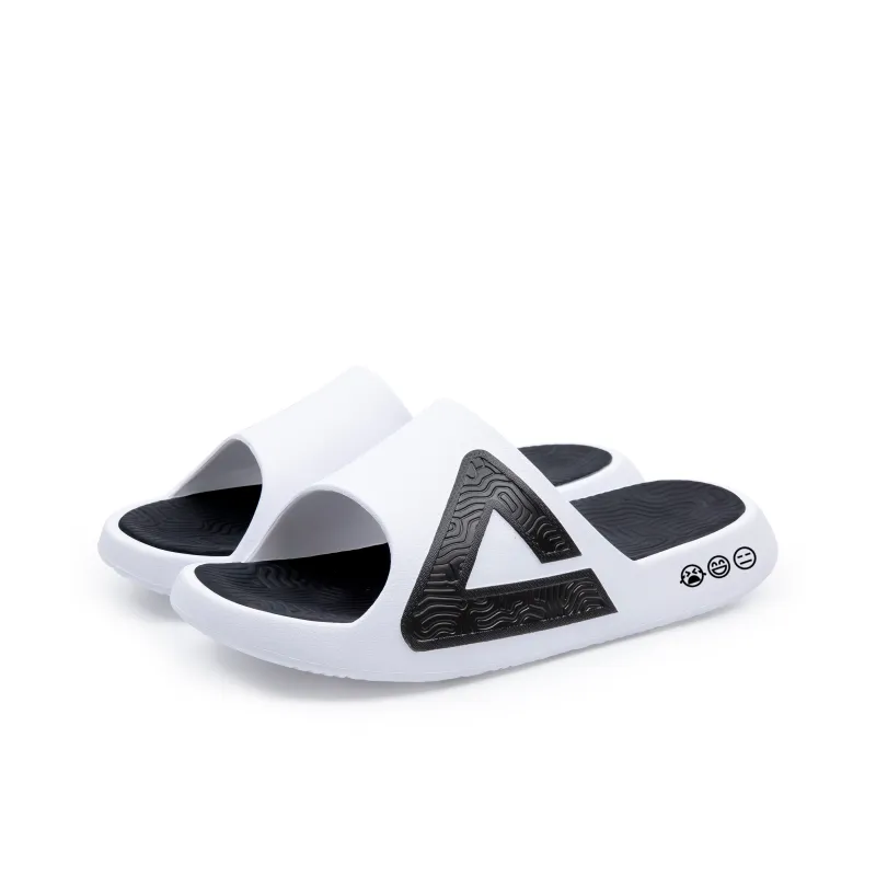 PEAK Tai Ji1.0 Quiet Slip Resistant Abrasion Resistant Slide Slippers Unisex White Black-3