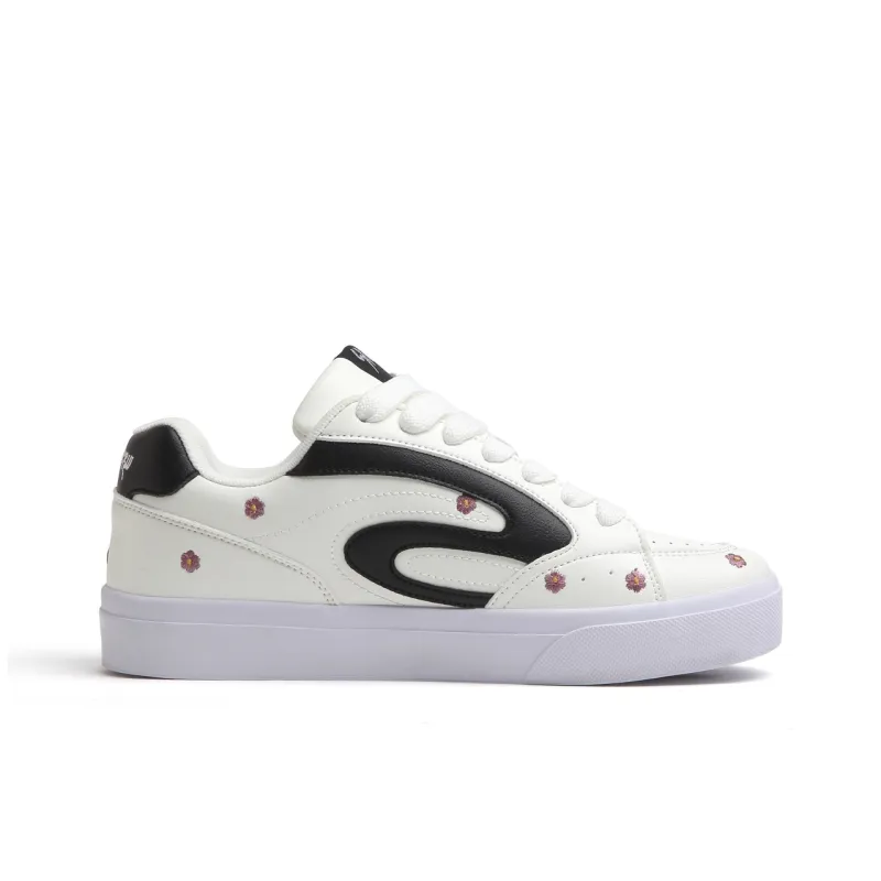 SINPERCO Slip Resistant, Abrasion Resistant, Lightweight Low Top Skateboard Shoes Women's Beige Black-1