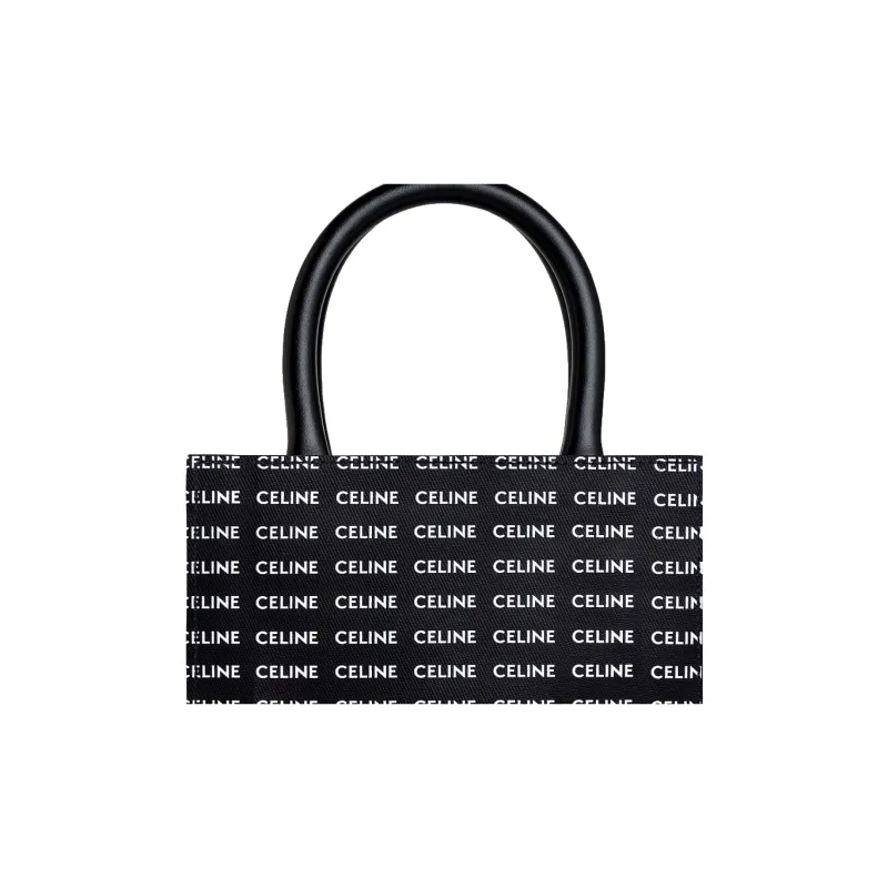 CELINE Canvas Tote Bag, Music Score Bag, Handbag, Shoulder Bag, Crossbody Bag Mini Unisex Black-3