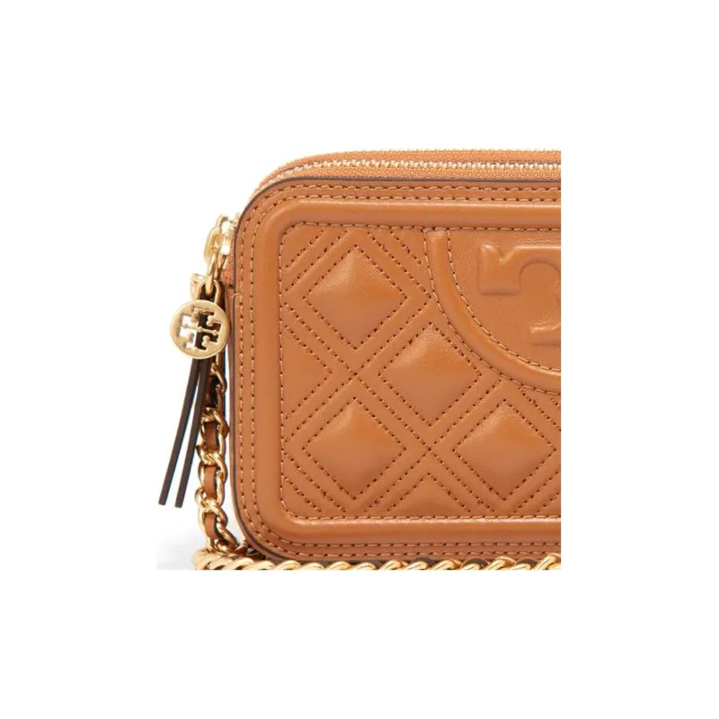 TORY BURCH Fleming Lambskin Camera Bag, Crossbody Bag, Shoulder Bag Women's Tea Brown-3