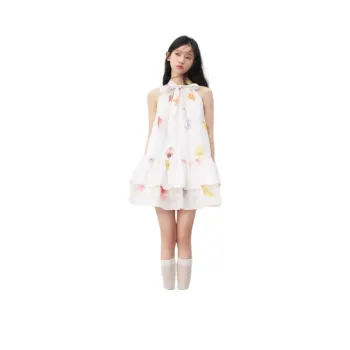 Flowers In Water Sleeveless Dress Women's