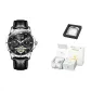 Men's Black Leather Jet Black Dial Festival Box