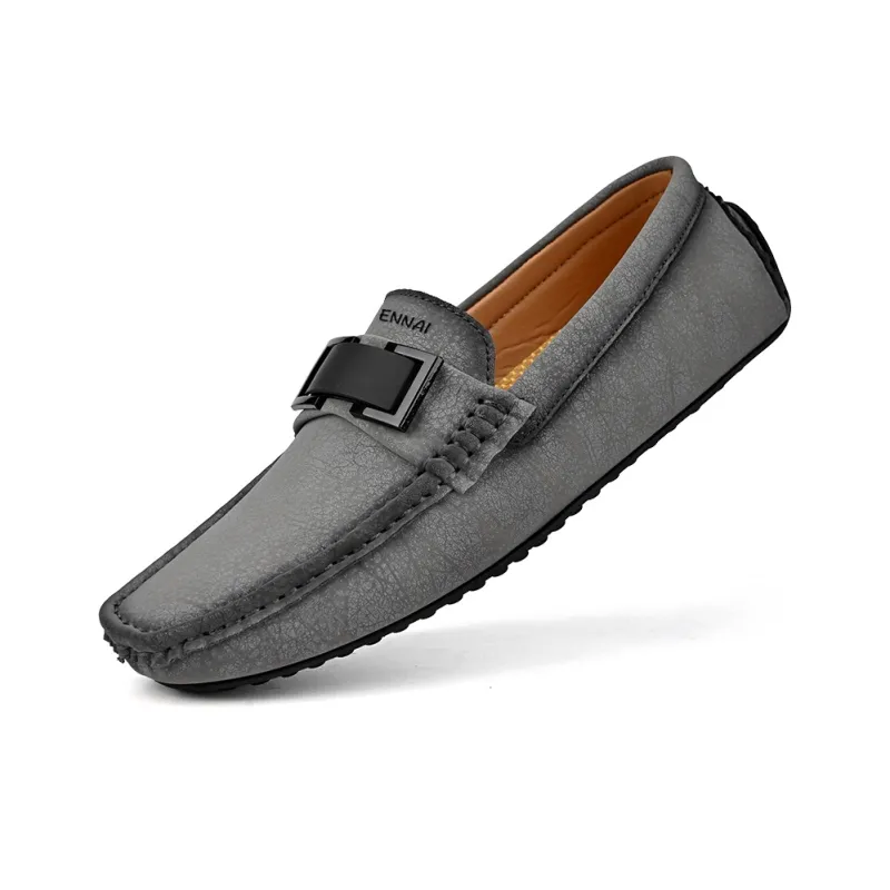 Wen Nai Gommino Loafers Men's Gray-2