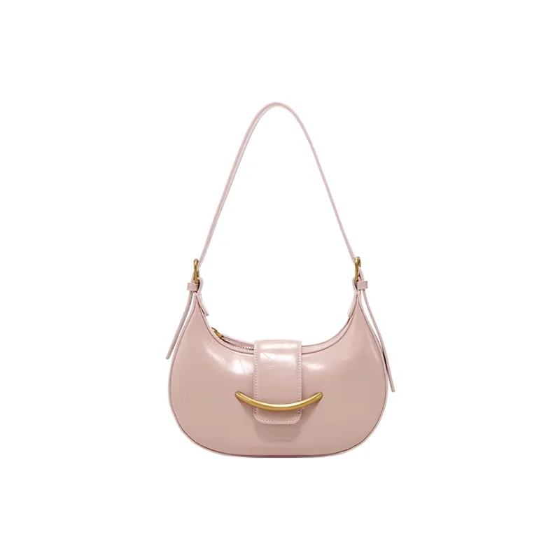 Simedin Cow Leather Crossbody Underarm Shoulder Bag Trumpets Women's Ecru/Deep Black/Fuchsia-8