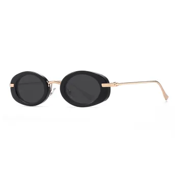 PRETTYALLUSION Metal Oval Sunglasses Women's