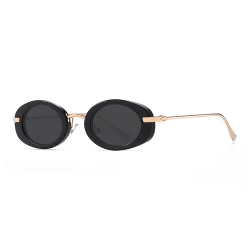 PRETTYALLUSION Metal Oval Sunglasses Women's