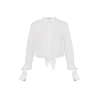 Elisabetta Franchi Knotted Embellished Poplin Shirt