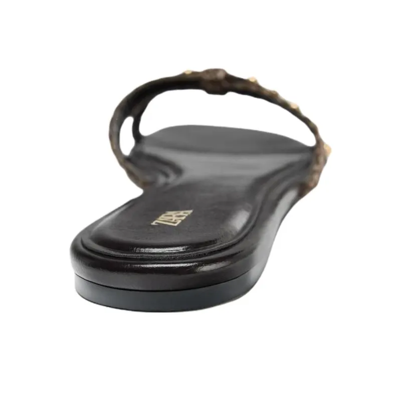 ZARA PU Polyurethane Abrasion Resistant Slide Slippers Women's Black-3