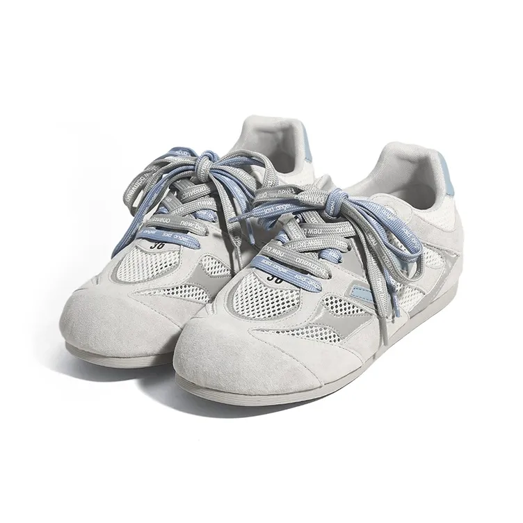 WJA Low Top Skateboard Shoes Women's Mesh Gray Blue-2